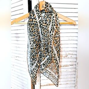 Vintage 90s Sheer Leopard Rectangle Scarf